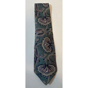 Oscar De La Renta Couture Collection Mens Paisley Silk Necktie Blue & Purple